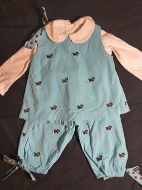 Blue & Cream Toddler Two-Piece Set with Playful Print